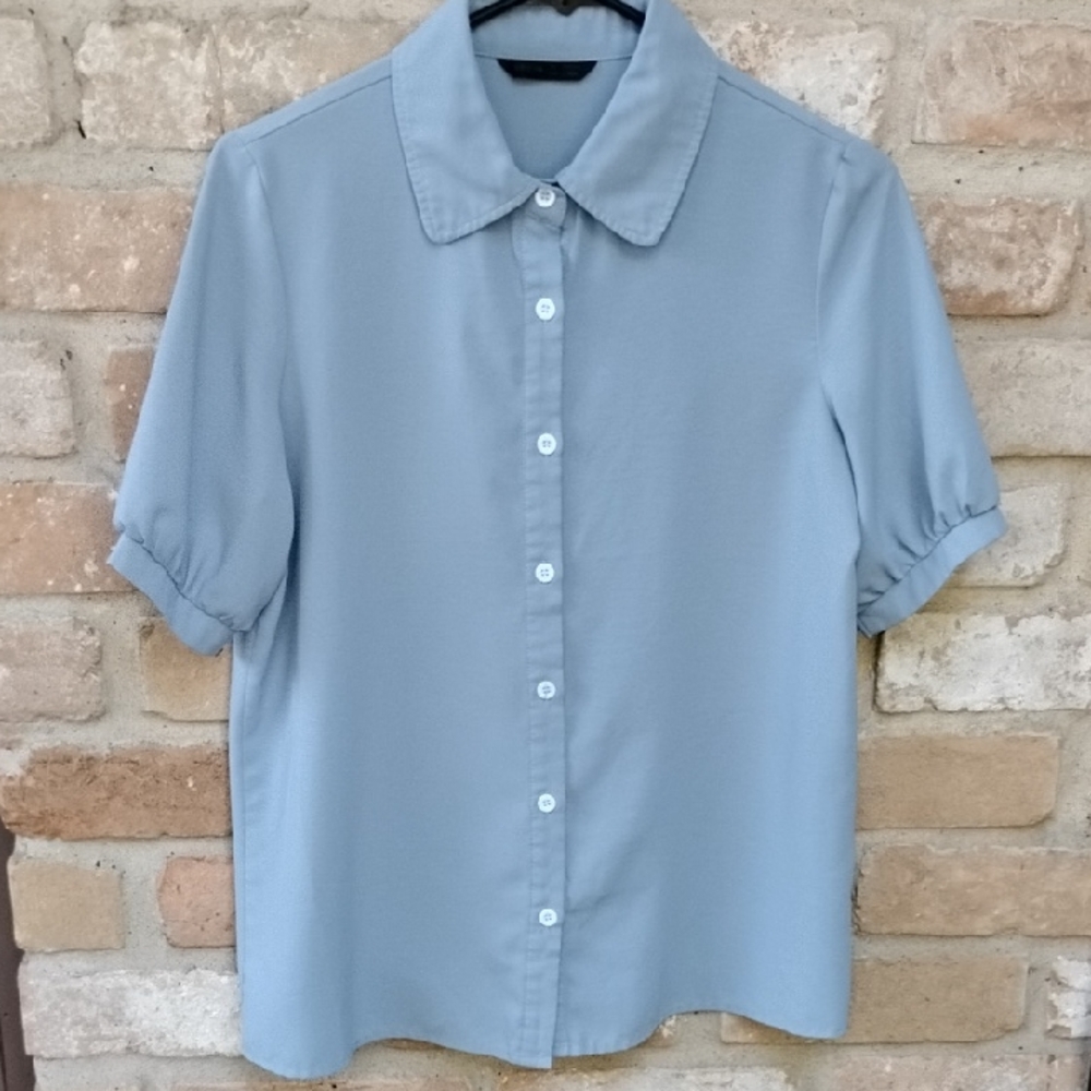 SHEIN Sky Blue Short Sleeve Shirt